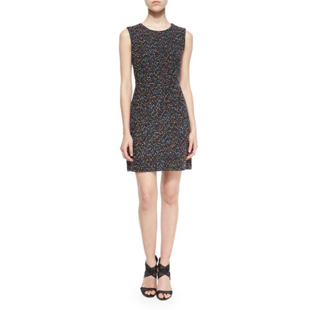 Sleeveless Black Multi-Color Speckled Shift Dress